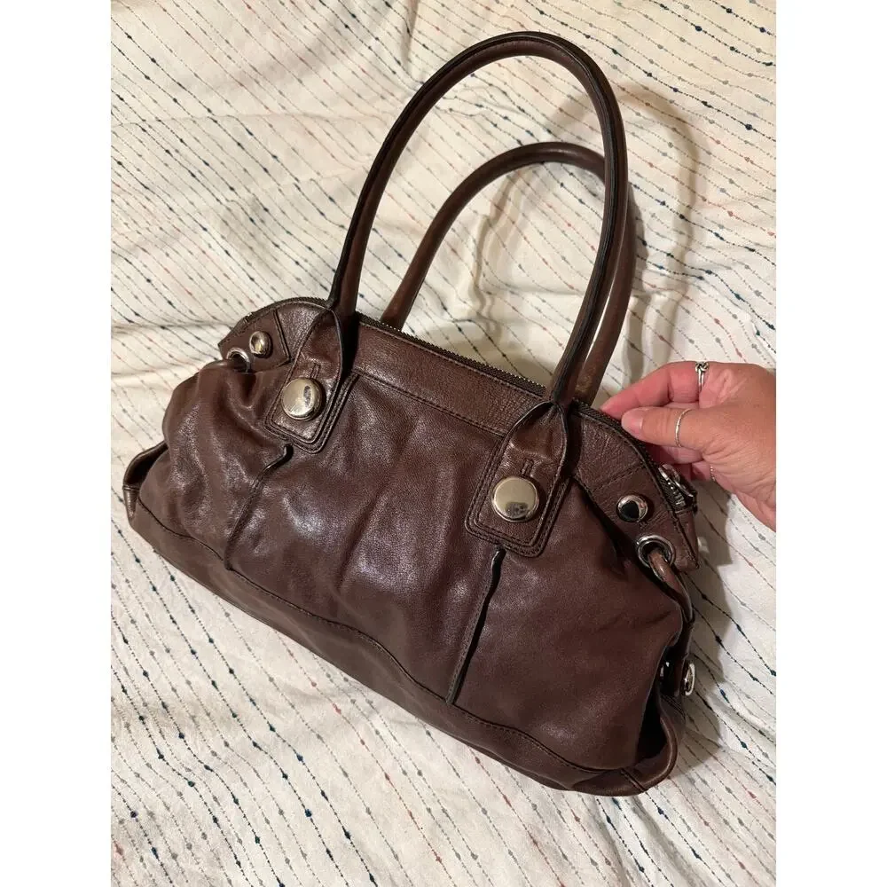Banana Republic Vintage Brown Leather Shoulder Satchel Bag Purse w/ Dust Bag Y2K
